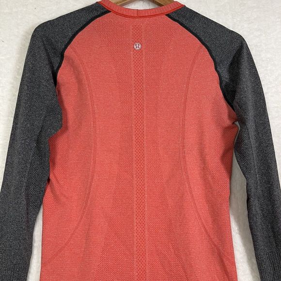 Lululemon Run Swiftly Tech Orange Gray Heather Long Sleeve Shirt Size 2, 4? - Picture 5 of 9